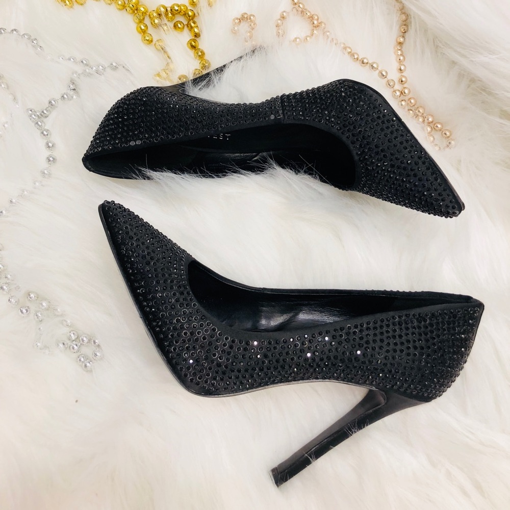 NINE WEST BLACK CRYSTAL EMBELLISHED SHOES